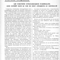 2769 - Page 2714 - Partie scientifique. Travaux Originaux. Les injections intracardiaques d’adrénaline, leur intérêt dans le cas de mort apparente du nouveau-né [Dr Jean Spindler]