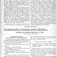 2807 - Page 2752 - Partie professionnelle, Hygiène, Assistance, Mutualité, Intérêts corporatifs, Variétés. Travaux Originaux. Variétés. L’hygiène des hindous au début de la période brahmanique, par le Dr A. Garrigues / Comptes rendus, documents, pièces officielles…. Fédération des Syndicats médicaux de la Seine. Un événement important pour les médecins de la région parisienne