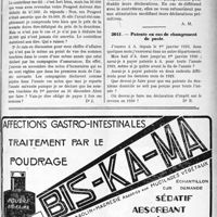 2820 - Page LXV-2765 - Correspondance. Fiscalité. Amortissement du prix d’achat d’une automobile. Recettes à déclarer / Patente en cas de changement de postée