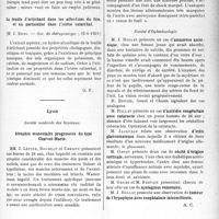 2854 - Page 2799 - Partie scientifique. L’Actualité Scientifique. Les Sociétés Savantes. Paris. De quelques accidents causés par les vaccins anti-colitiques, (Soc. de thérapeutique ; 12-6-1929) / La feuille d’artichaut dans les affections du foie, et en particulier dans l’ictère catarrhal, (Soc. de thérapeutique ; 12-6-1929) / Lyon. Société médicale des hôpitaux. Atrophie musculaire progressive du type Charcot-Marie / Anévrysme disséquant de l’aorte thoraco-abdominale / Société d’Ophtalmologie