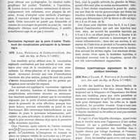 2907 - Page 2852 - Partie scientifique. L'Actualité Scientifique. Les Sociétés Savantes. Paris. Artériographie des membres et de l’aorte, (Société de chirurgie ; 21-4-29) / Vaccination régionale par la porte d’entrée. Traitement des complications articulaires de la blennorragie, (Soc. méd. des hôp. de Paris, 5-7-1929) / Cirrhose hypertrophique pigmentaire du foie et amibiase intestinale, (Soc. méd. des hôp. de Paris, 5-7-1929)