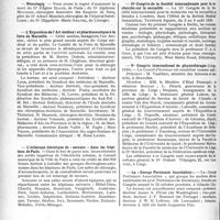 2929 - Page 2874 - Partie professionnelle, Hygiène, Assistance, Mutualité, Intérêts corporatifs, Variétés. Reportage professionnel. Nouvelles et Informations, (Voir les Dernières Nouvelles en tête des « Demi-Colonnes »). Nécrologie [Dr Eugène Bloch, Dr Alphonse Mouchet, Dr Albert Mouchet, Dr Hippolyte -Marie Gravel] / L’Exposition de l’Art médical et pharmaceutique à la foire de Marseille / L’éclairage électrique de « secours » dans les hôpitaux de Paris / IIe Congrès de la Société internationale pour la recherche sur la sexualité / Ve Congrès international de physiothérapie / La « George Portmann Association»