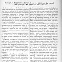 2954 - Page 2899 - Propos du jour. Au sujet de l'application de la Loi sur les accidents du travail. — Un apologue : La jambe du Ben Kacem [J. Noir]