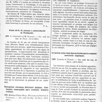 3050 - Page 2977 - Partie scientifique. L'actualité scientifique. Les Sociétés Savantes. Paris. L’opération de Roux dans les rétrécissements de l'oesophage, (Société de chirurgie ; 22-5-1929) / Grand abcès du poumon à pneumobacille de Friedlander, (Soc. méd. des hôp. de Paris ; 21-6-1929) / Rhumatisme chronique déformant atypique. Amélioration remarquable après avulsions dentaires multiples, (Soc. méd. des hôp. de Paris ; 28-6-1929) / Le facteur extra-rénal dans la diurèse par les composés mercuriels organiques, (Soc. méd. des hôp. de Paris ; 28-6-1929)