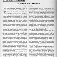 3056 - Page 2981 - Partie professionnelle, Hygiène, Assistance, Mutualité, Intérêts corporatifs, Variétés. Travaux Originaux. Les journées médicales d'Évian [G. Duchesne]