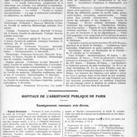 3094 - Page 3001 - Partie professionnelle, Hygiène, Assistance, Mutualité, Intérêts corporatifs, Variétés. Faculté de Médecine de Bordeaux. Enseignement / Hôpitaux de l'assistance publique de Paris. Enseignement, concours, avis divers
