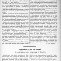 3154 - Page 3059 - Partie professionnelle, Hygiène, Assistance, Mutualité, Intérêts corporatifs, Variétés. Travaux Originaux. Spécialités pharmaceutiques et tiers payant [Dr. Paul Boudin] / Chronique de la mutualité. Un projet d’assurances sociales par la Mutualité [Dr. M. Vimont]