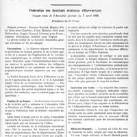 3166 - Page 3071 - Partie professionnelle, Hygiène, Assistance, Mutualité, Intérêts corporatifs, Variétés. Comptes rendus, documents, pièces officielles. Fédération des Syndicats médicaux de l’Eure. Tarif départemental minimum au 1er janvier 1930 / Fédération des Syndicats médicaux d’Eure-et-Loir