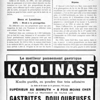 3179 - Page 3084-LXVIII - Correspondance. Honoraires de droit commun. Conditions d’application de la prescription / Baux et Locations. Droit à la prorogation