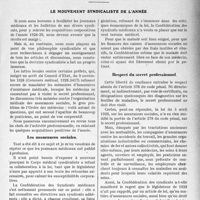 3218 - Page 3123 - Partie professionnelle, Hygiène, Assistance, Mutualité, Intérêts, corporatifs, Variétés. Le mouvement syndicaliste de l'année. Les assurances sociales / Respect du secret professionnel / Entente directe