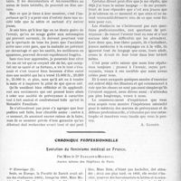 3230 - Page 3135 - Partie professionnelle, Hygiène, Assistance, Mutualité, Intérêts, corporatifs, Variétés. Mutualité familiale. Aux jeunes / Chronique professionnelle. Evolution du féminisme médical en France
