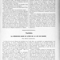 3232 - Page 3137 - Partie professionnelle, Hygiène, Assistance, Mutualité, Intérêts, corporatifs, Variétés. Chronique professionnelle. Evolution du féminisme médical en France / Variétés. La médecine dans le livre de la loi de Manou, par Albert Garrigues