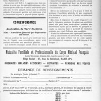 3238 - Page XLVII-3143 - A travers l'officiel. Réponses des Ministres aux questions des Parlementaires. Spécialités pharmaceutiques et tiers payant / Correspondance. Application du Tarif Fallières. Anesthésie générale par l’opérateur lui-même