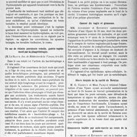 3276 - Page 3181 - Partie scientifique. L'actualité scientifique. Les Sociétés Savantes. Poitiers. Rupture spontanée d’une hydrocéphalie congénitale, (Soc. de médecine de la Vienne ; 8-4-29) / Un cas de rhinite purulente rebelle, guérie rapidement par la phagothérapie, (Soc. de Médecine de la Vienne, 8-4-29) / Toulouse. Société d'obstétrique et de gynécologie. Métrorragies dues à des rétentions placentaires anciennes et méconnues / Cancer du vagin et grossesse / Abcès torpide de la cavité de Retzius / Gonococcie traitée par auto-vaccin au cours de la grossesse
