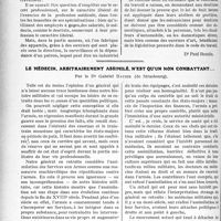 3285 - Page 3190 - Partie professionnelle, Hygiène, Assistance, Mutualité, Intérêts corporatifs, Variétés. Travaux Originaux. Les dispositions du livre II du code du travail (Loi de huit heures et repos hebdomadaire) sont-elles applicables aux spécialistes dentaires ?. Tendances de la jurisprudence et de la Direction du Travail [Dr Paul Boudin] / Le médecin, arbitrairement assimilé, n'est qu'un non combattant, par le Dr Gabriel Batier