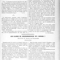 3292 - Page 3197 - Partie professionnelle, Hygiène, Assistance, Mutualité, Intérêts corporatifs, Variétés. Travaux Originaux. La question sexuelle. Réplique de Vérine [Vérine] / Les causes de dégénérescence de l'homme, par M. le Dr Sicard de Plauzoles, (Suite et fin)