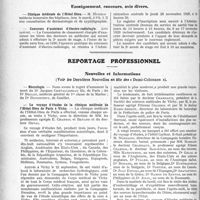 3301 - Page 3206 - Partie professionnelle, Hygiène, Assistance, Mutualité, Intérêts corporatifs, Variétés. Faculté de médecine de Paris. Enseignement et actes de la Faculté / Hôpitaux de l'assistance publique de Paris. Enseignement, concours, avis divers / Reportage professionnel. Nouvelles et Informations. Nécrologie [Dr Jacques Chevallereau fils, Dr Bellot, Dr Dufonteny] / Le voyage d'études de la clinique médicale de l'Hôtel-Dieu de Paris à Vichy