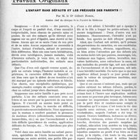 3329 - Page 3234 - Partie scientifique. Travaux Originaux. L'enfant sans défauts et les préjugés des parents, par M. le Dr Gilbert Robin