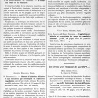 3350 - Page 3255 - Partie scientifique. L'Actualité Scientifique. Les Livres. L’extraction totale de la cataracte, par Dr Saint-Martin, Librairie Occitania, Paris / Manuel d'épilation définitive et sans cicatrices par électrolyse et diathermocoagulation, par Dr Peytoureau, Librairie Maloine, Paris / Les livres qui viennent de paraître