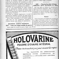 3381 - Page 3286-LXVI - Correspondance. Honoraires de droit commun. Exploitation d’une pharmacie après le décès du titulaire / Questions médico-militaires. Soins aux belges mutilés de guerre / Nomination dans la légion d'Honneur après inscription au tableau