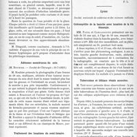 3415 - Page 3320 - Partie scientifique. L'Actualité Scientifique. Les Sociétés Savantes. Paris. L’hygiène dans les pèlerinages musulmans, (Académie de médecine ; 1-10-1929) / Adénome monstrueux du sein, (Société de Chirurgie ; 10-7-1929) / Traitement des luxations du semi-lunaire, (Société de chirurgie ; 10-7-1929) / Lyon. Société nationale de médecine et des sciences médicales. Ostéomyélite de la hanche avec luxation de la tête fémorale / Tuberculose et lithiase rénale associées