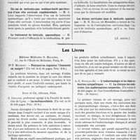 3423 - Page 3328 - Partie scientifique. L'Actualité Scientifique. Les Congrès. Dixième réunion neurologique internationale annuelle. Le torticolis spasmodique – M. J. -A. Barré / Les Livres. Pourquoi on engraisse ?, par Dr P. Mathieu, Éditions Médicales N. Maloine, Paris / La rachianesthésie, par A. Chalier, Doin et Cie, éditeurs, Paris / L'endocrinologie et les états endocrino-sympathiques. La clinique des endocrines. Les malformations corporelles, par A. C. Guillaume
