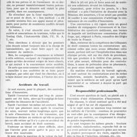 3428 - Page 3333 - Partie professionnelle, Hygiène, Assistance, Mutualité, Intérêts corporatifs, Variétés. Travaux Originaux. Sou médical. Rapport du Secrétaire Général. Accidents d’automobile / Accidents du travail / Responsabilité professionnelle