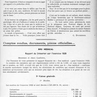 3436 - Page 3341 - Partie professionnelle, Hygiène, Assistance, Mutualité, Intérêts corporatifs, Variétés. Travaux Originaux. Variétés. Ame d’alpinisme, J. Coste / Comptes rendus, documents, pièces officielles. Sou médical. Rapport du Trésorier sur l’exercice 1928
