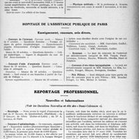 3444 - Page 3349 - Partie professionnelle, Hygiène, Assistance, Mutualité, Intérêts corporatifs, Variétés. Hôpitaux de l'assistance publique de Paris. Enseignement, concours, avis divers / Reportage Professionnel. Nouvelles et Informations. Nécrologie [Dr Bayon, Dr Grillot, Dr A. Gauchas] / Concours d’ophtalmologie
