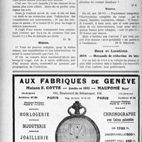 3453 - Page 3358-LXX - Correspondance. Application du Tarif Fallières. Incision répétée d’un même panaris / Double intervention d’agents physiques en une même séance / Baux et Locations. Demande de réduction du loyer