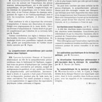 3493 - Page 3398 - Partie scientifique. L'Actualité Scientifique. Les Congrès. Xe Réunion Neurologique Internationale, (Suite et fin). Névrite avec causalgie du plexus brachial, consécutive à une blessure de guerre. Amélioration après intervention sur le sympathique cervical – Petit-Dutaillis, Blamoutier et Noel Péron / La sympathectomie péricarotidienne (péri-carotide interne) dans l’épilepsie – MM. Laignel-Lavastine Girode et Largeau / Les réactions neuro-tissulaires – M. L. Alquier / Les applications psychiatriques de la chirurgie sympathique – M. Courbon / La décortication électrolytique péritronculaire et péri-vasculaire dans la chirurgie du sympathique – M. F. Negro / La malariathérapie de la paralysie générale. – M. Wagner-Jauregg