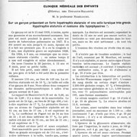 3551 - Page 3456 - Partie scientifique. Travaux Originaux. Clinique médicale des enfants, (Hôpital des Enfants-Malades), M. le professeur Nobécourt. Sur un garçon présentant un forte hypotrophle staturale et une selle turcique très grande. Hypotrophie staturale et nanisme dits hypophysaires