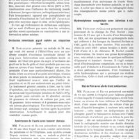 3573 - Page 3478 - Partie scientifique. L’Actualité Scientifique. Les Sociétés Savantes. Lyon. Société Nationale de Médecine et des Sciences médicales. Myomectomie au cours de la grossesse / Métastases septiques chez un prostatique / Occlusion intestinale aiguë opérée au cinquième jour / Anévrysme de l’aorte avec tumeur dorsale / Hydronéphrose congénitale avec infection à colibacille / Mal de Pott avec abcès froid médiastinal / Invagination aigue iléo-coecale