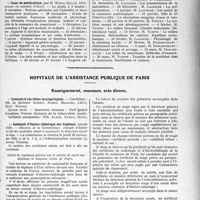 3596 - Page 3501 - Partie professionnelle, Hygiène, Assistance, Mutualité, Intérêts corporatifs, Variétés. Faculté de médecine de Paris. Enseignement et actes de la Faculté / Hôpitaux de l’assistance publique de Paris. Enseignement, concours, avis divers