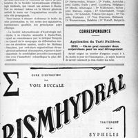 3598 - Page LXIII-3503 - Au sujet de la campagne contre vichy / Correspondance. Application du Tarif Fallières. On ne peut cumuler deux majorations pour un seul dérangement