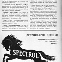 3614 - Page VII-3519 - Dernières nouvelles. Association pour le développement des relations médicales (A. D. R. M) / Académie de médecine / L’Université de Quito (République de l’Equateur) / Doctorat « honoris causa » / T. S. F / Société d’anthropologie de Paris / Faculté de médecine de Bordeaux / Hôpitaux de Bordeaux