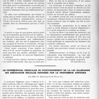 3658 - Page 3563 - Partie professionnelle, Hygiène, Assistance, Mutualité, Intérêts corporatifs, Variétés. Travaux Originaux. Jurisprudence. 1° Usurpation du titre de Docteur en médecine ; — 2° Exercice illégal de la médecine. Etudiant en médecine ; — 3° et 4° Aliénés. Etablissement privé (Loi du 30 juin 1838, art. 5). a) Conditions d’ouverture. Autorisation préalable, Ordonnance du 18 décembre 1839 art. 90. b) Résidence du médecin dans l’établissement (non). — Infraction [Dr Paul Boudin] / Les conséquences médicales du fonctionnement de la loi allemande des assurances sociales exposées par le professeur Eppinger, par MM. Pr. Merklen et M. Wolf