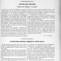 3664 - Page 3569 - Partie professionnelle, Hygiène, Assistance, Mutualité, Intérêts corporatifs, Variétés. Travaux Originaux. Mutualité familiale. Aux confrères de 35 à 40 [A. Gassot] / Autour des théâtres. Théâtre de l’Athénée : la Lettre [Dr G. Polême] / Autour des cinémas, cirques et music-halls [Dr G. Polême]