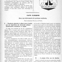 3707 - Page 3612 - Partie scientifique. Travaux Originaux. Renseignements pour le praticien. Fonctionnement de notre Centre de rééducation pour les enfants sourds-muets, par le Docteur G. de Parrel / Faits cliniques. Deux cas intéressants de pratique médicale, par le Docteur Haton. Paralysie générale à allure grave traitée par les injections de stovarsol sodique : amélioration manifeste et rapide / A propos d’un cas de charbon [Dr Haton]