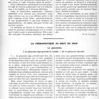 3709 - Page 3614 - Partie scientifique. Travaux Originaux. Faits cliniques. Le radiodiagnostic dans les affections broncho-pulmonaires par le lipiodol [Dr. H. Dausset] / La thérapeutique au gout du jour. Le glaucome. I. Le glaucome aigu primitif de l’adulte. — II. Le glaucome infantile