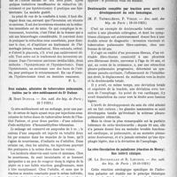 3716 - Page 3621 - Partie scientifique. L’Actualité Scientifique. Les Sociétés Savantes. Paris. Traitement de l’inversion puerpérale de l’utérus, (Société de chirurgie ; 16-10-1929) / Deux malades, atteintes de tuberculose pulmonaire, traitées par le séro-médicament du Dr Dufour, (Soc. méd. des hôp. de Paris ; 12-7-1929) / Dextrocardie complète par traction avec arrêt de développement du sein homologue, (Soc. méd. des hôp. de Paris ; 18-10-1929) / La séro-floculation du paludisme (réaction de Henry), Son intérêt clinique, (Soc. méd. des hôp. de Paris ; 18-10-1929)