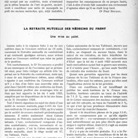 3730 - Page 3635 - Partie professionnelle, Hygiène, Assistance, Mutualité, Intérêts corporatifs, Variétés. Travaux Originaux. Déontologie. Un propriétaire peut-il louer à deux médecins dans le même immeuble ? [Dr Paul Boudin] / La retraite mutuelle des médecins du front. Une mise au point