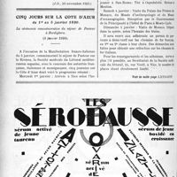 3769 - Page 3674-XIV - A travers l’officiel. Réponses des Ministres aux questions des Parlementaires. Hauteur maxima des immeubles bordant les rues / Cinq jours sur la Côte d’azur