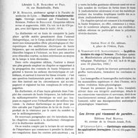 3801 - Page 3706 - Partie scientifique. L'Actualité Scientifique. Les Congrès. VIIIe Congrès de la Société internationale de Chirurgie, (Suite et fin). Chirurgie réparatrice de la hanche, M. Paul Mathieu / Les Livres. Diathermie et diathermothérapie, par Dr. H. Bordier, Librairie L. -B. Baillière et Fils, Paris / La greffe testiculaire du singe à l’homme, par S. Voronoff et G. Alexandrescu, Gaston Doin et Cie, éditeurs, Paris, 1930 / Les livres qui viennent de paraître..
