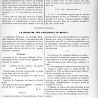 3884 - Page 3787 - Partie professionnelle, Hygiène, Assistance, Mutualité, Intérêts corporatifs, Variétés. Travaux Originaux. Stomatologie. Du compérage médico-sacerdo-pharmaceutique, à trois / La médecine des « accidents du sport »