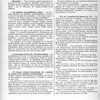 3897 - Page 3800 - Partie professionnelle, Hygiène, Assistance, Mutualité, Intérêts corporatifs, Variétés. Reportage professionnel. Nouvelles et Informations, (Voir les Dernières Nouvelles en tête des « Demi-Colonnes »). Nécrologie. [Dr. Hugenschmidt, Dr. Bureau, Dr. Alfred Grilliere de Brive, Dr. Morard] / Les médecins montpelliérains à Paris / La prochaine croisière du « Bruxelles médical » / VIe Congrès médical international des accidents du travail et des maladies professionnelles / Prix de l’Académie des Sciences de 1929