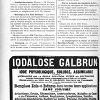 3913 - Page 3814-VI - Dernières nouvelles. Le banquet / Académie des sciences / Hommage au Dr. L. Funk-Brentano / Strasbourg / Collège de France / Prix de la Société des chirurgiens de Paris / La transformation de l’École de médecine de Marseille en Faculté