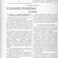 3933 - Page 3834 - Partie scientifique. Travaux Originaux. Ce que pratiquement le médecin doit savoir du…. Traitement de l’occlusion intestinale par la rechloruration / L'Actualité Scientifique. La Presse. Les réactions à l’infection tuberculeuse des nourrissons, vaccinés par ingestion de B. C. G [(La Presse médicale, 11 septembre 1929)] / Le rhumatisme chronique endocrinien [(Le Bulletin médical, 20 juillet 1929)]