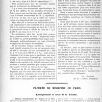 3963 - Page 3864 - Partie professionnelle, Hygiène, Assistance, Mutualité, Intérêts corporatifs, Variétés. Travaux Originaux. La retraite mutuelle du combattant / Faculté de médecine de Paris. Enseignement et actes de la Faculté