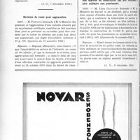 3987 - Page 3888-XII - A travers l’officiel. Réponses des Ministres aux questions des Parlementaires. Soins dentaires aux mutilés de guerre / Révision de rente pour aggravation / Les subventions pour construction d’habitations à bon marché ne bénéficient pas aux réformés à titre militaire non pensionnés